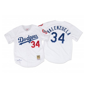 Los Angeles Dodgers Mitchell & Ness Mesh V-Neck Jersey - White/Black