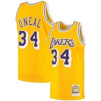 Mitchell and Ness LA Lakers Men's Mitchell & Ness 1996-97 Shaquille O'Neal #34 Replica Swingman Jersey Gold