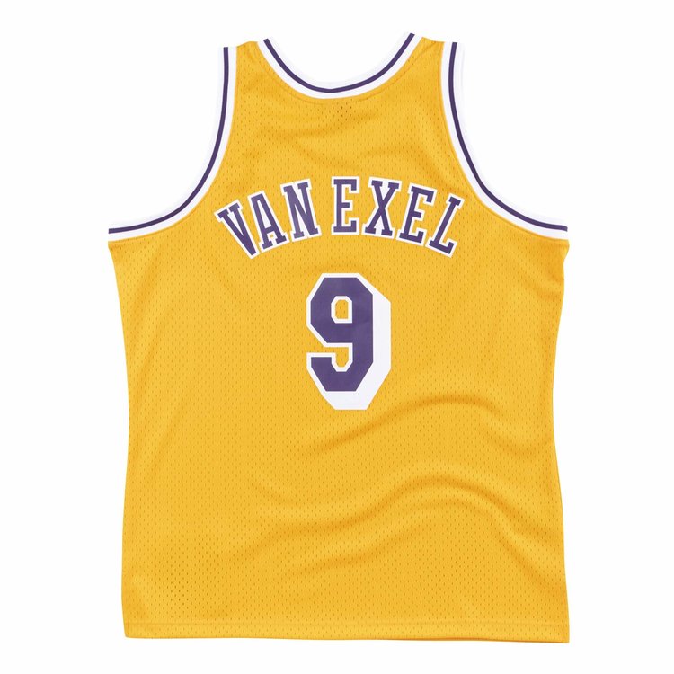 Mitchell and Ness LA Lakers Men's Mitchell & Ness 1996 Nick Van Exel #9 Replica Swingman Gold