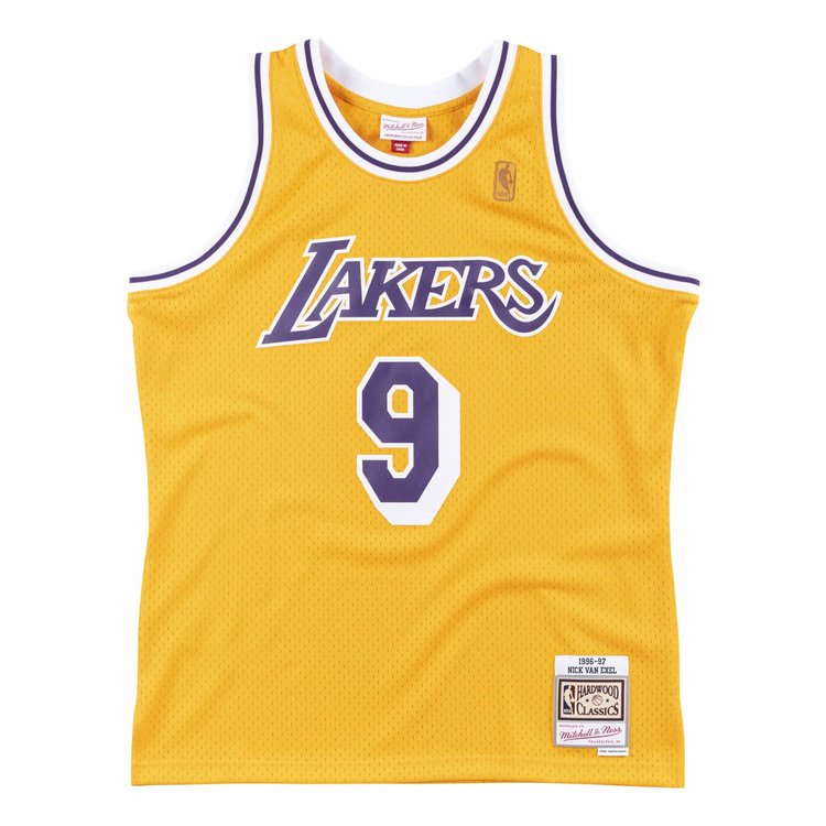 Mitchell and Ness LA Lakers Men's Mitchell & Ness 1996 Nick Van Exel #9 Replica Swingman Gold