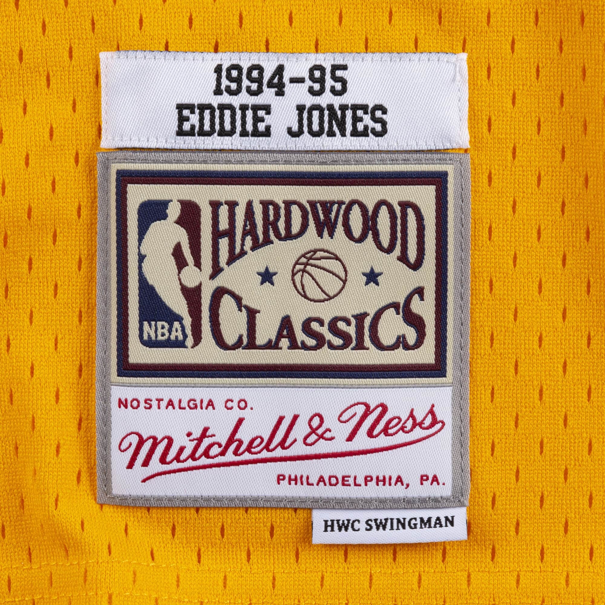 Men's Los Angeles Lakers Eddie Jones Mitchell & Ness Gold Hardwood Classics  Swingman Jersey