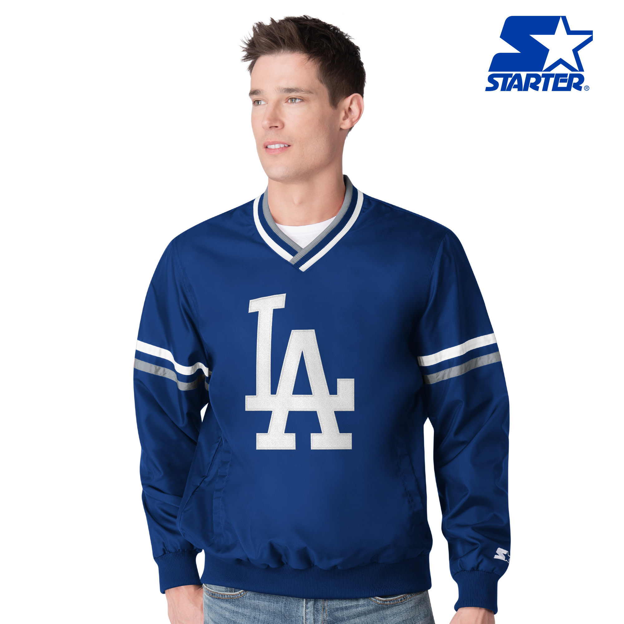 LA Dodgers M The Starter V-Neck Pullover BLue