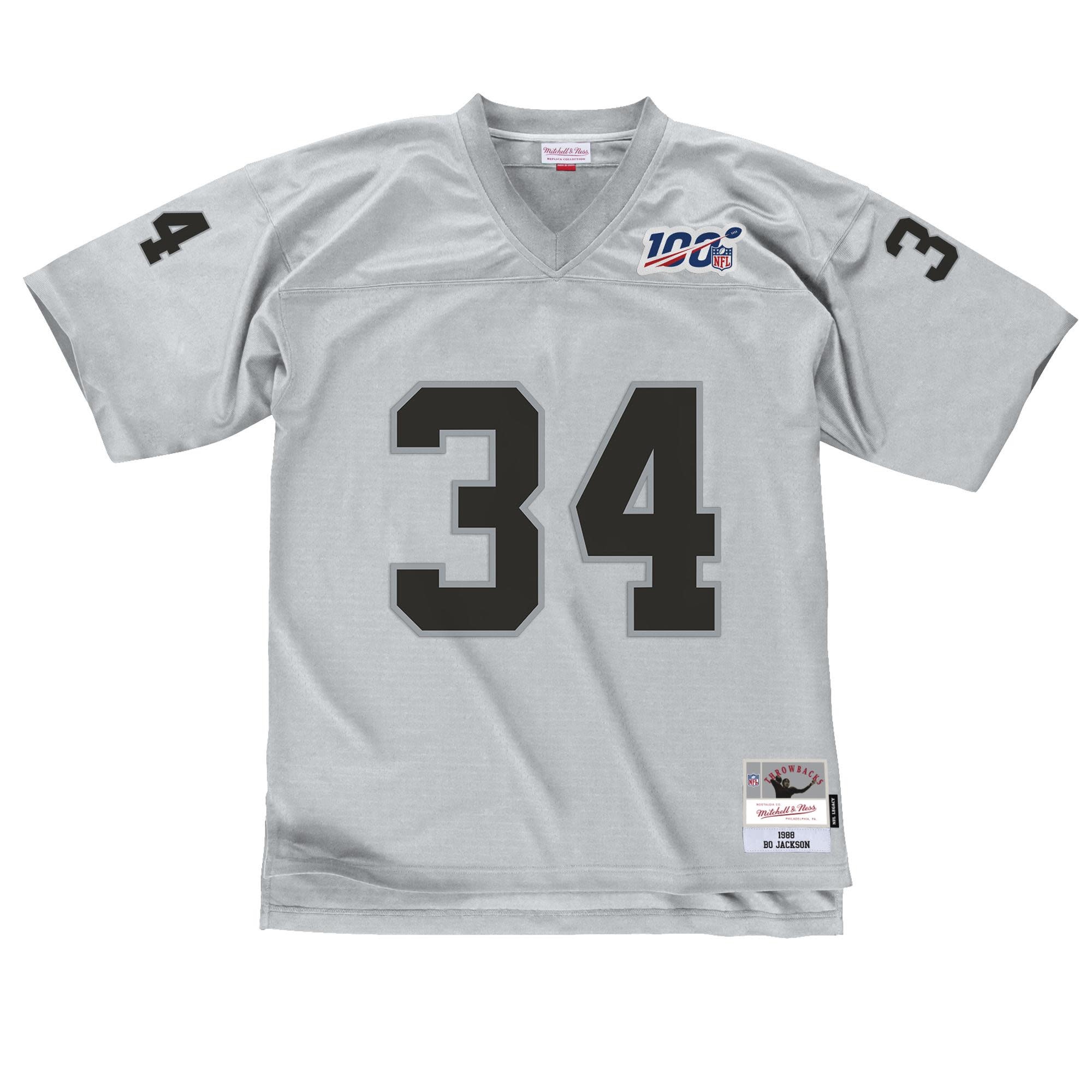 NFL Los Angeles Raiders Men's Mitchell & Ness 1988 Bo Jackson #34 Legacy  Jersey Silver