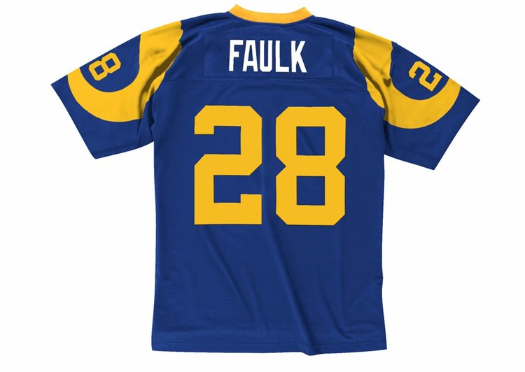 Mitchell and Ness NFL Los Angeles Rams Men's Mitchell & Ness 1999 Marshall Faulk #28 Jersey Blue