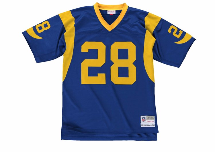 Mitchell and Ness NFL Los Angeles Rams Men's Mitchell & Ness 1999 Marshall Faulk #28 Jersey Blue