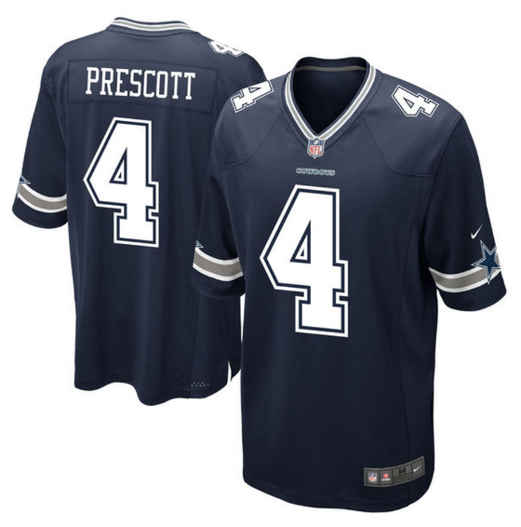 Nike Cowboys Men's Nike Dak Prescott #4 Game Jersey Navy