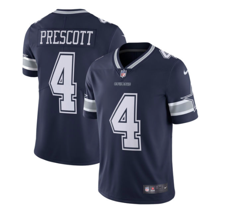 Nike Dallas Cowboys Men's Nike Dak Prescott #4 Limited Stitch Jersey Navy