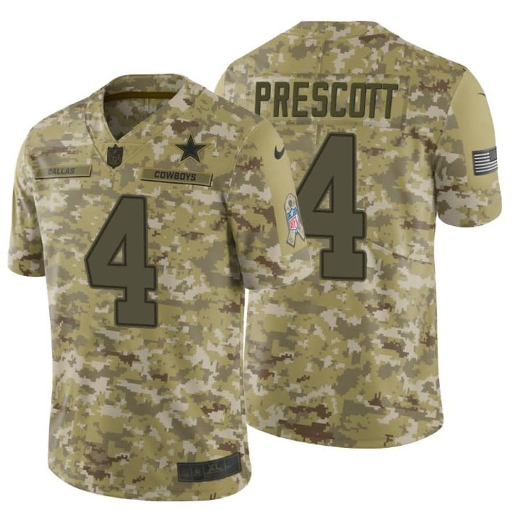Nike NFL Dallas Cowboys M 2018 Salute To Service Prescott #4 Jersey