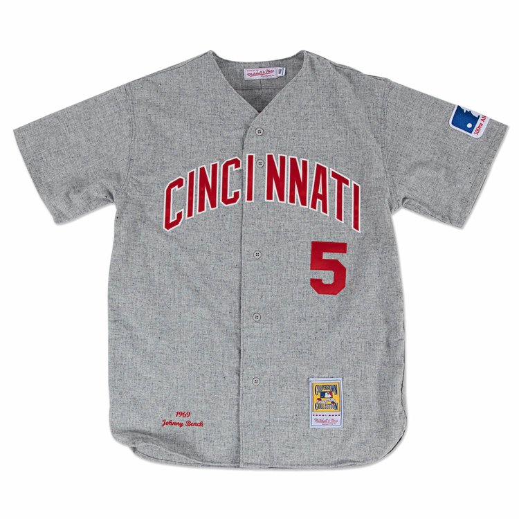 Mitchell and Ness Cincinnati Reds Mitchell and Ness  Authentic Johnny Bench #5 Men's Jersey