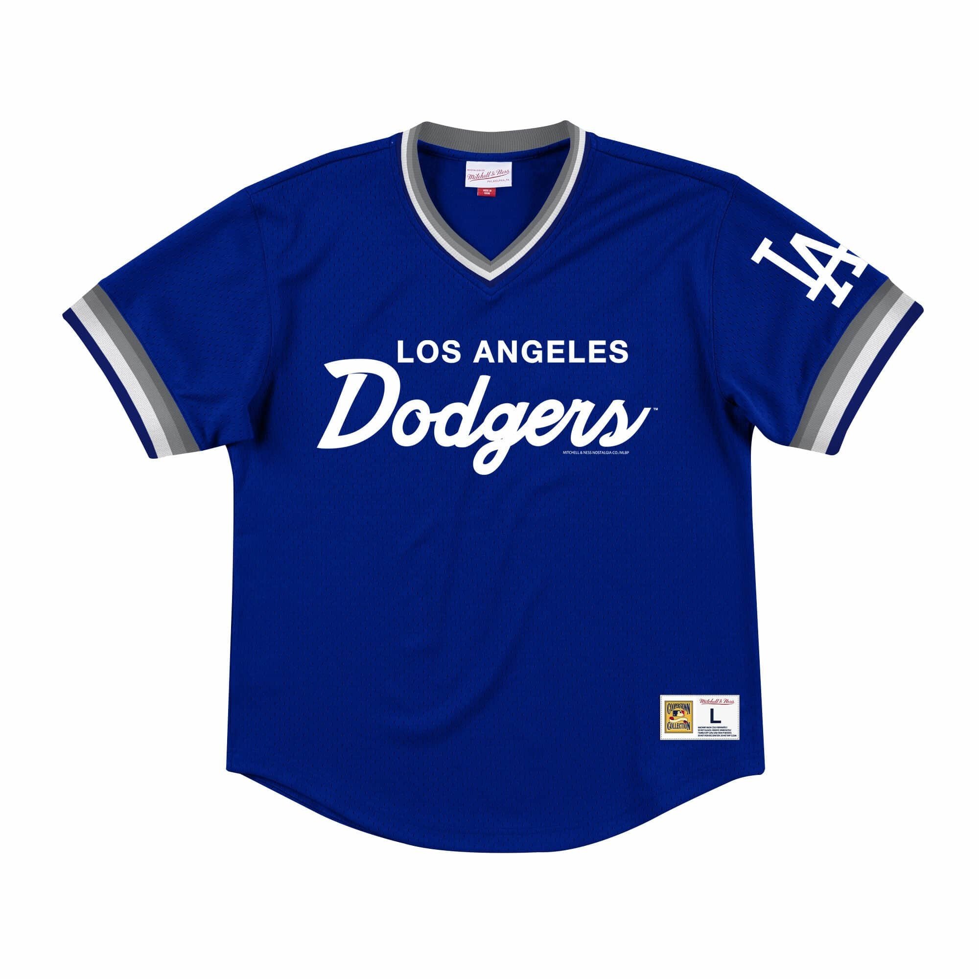 Mitchell & Ness Los Angeles Dodgers Royal Mesh V-Neck Jersey