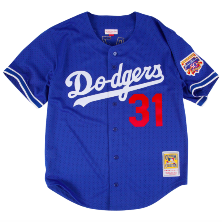 Mitchell and Ness MLB Los Angeles Dodgers Men's Mitchell and Ness 1997 Authentic Mesh BP Mike Piazza #31 Jersey Royal