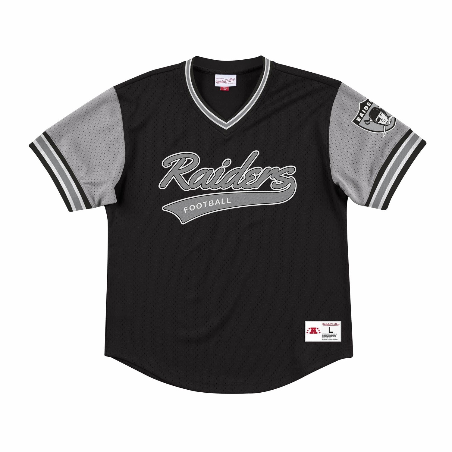 Raiders Mitchell & Ness Top Prospect Mesh V-Neck Black - The Locker ...