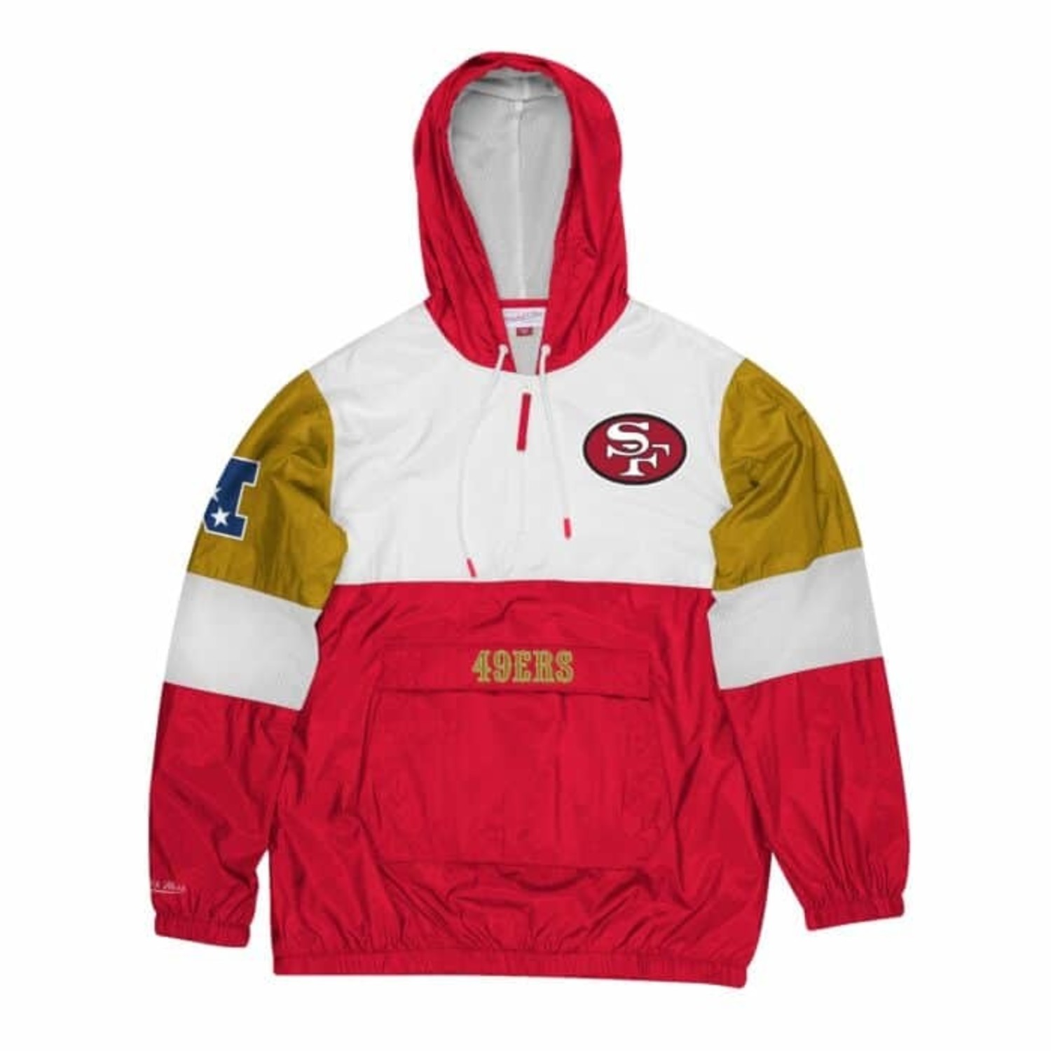 Men's San Francisco 49ers Mitchell & Ness Scarlet Faithful Surprise Win  Quarter-Zip Pullover Windbreaker Jacket