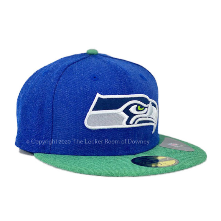 New Era Seattle Seahawks New Era Heather Action Fitted 5950 Heather Blue/ Heather Green