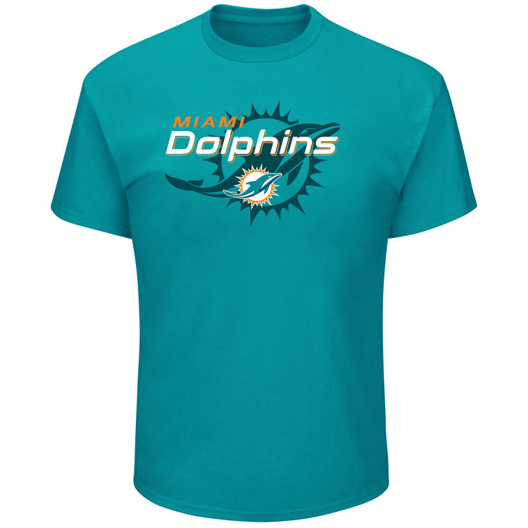 Majestic Dolphins M Pick Six Tee Aqua
