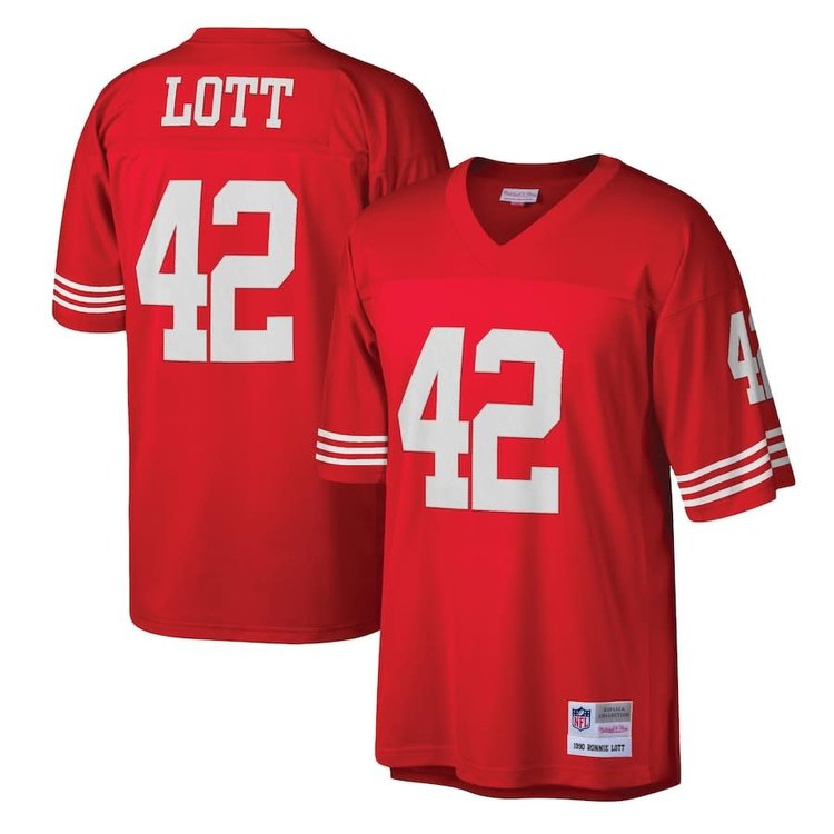 Mitchell and Ness NFL San Francisco 49ers Men's Mitchell & Ness 1990 Ronnie Lott #42 Jersey Red