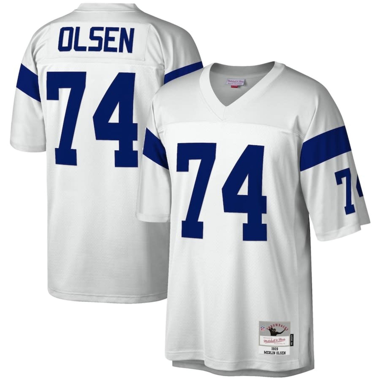 Mitchell and Ness LA Rams Men's Mitchell & Ness 1969 Merlin Olsen #74  Jersey White