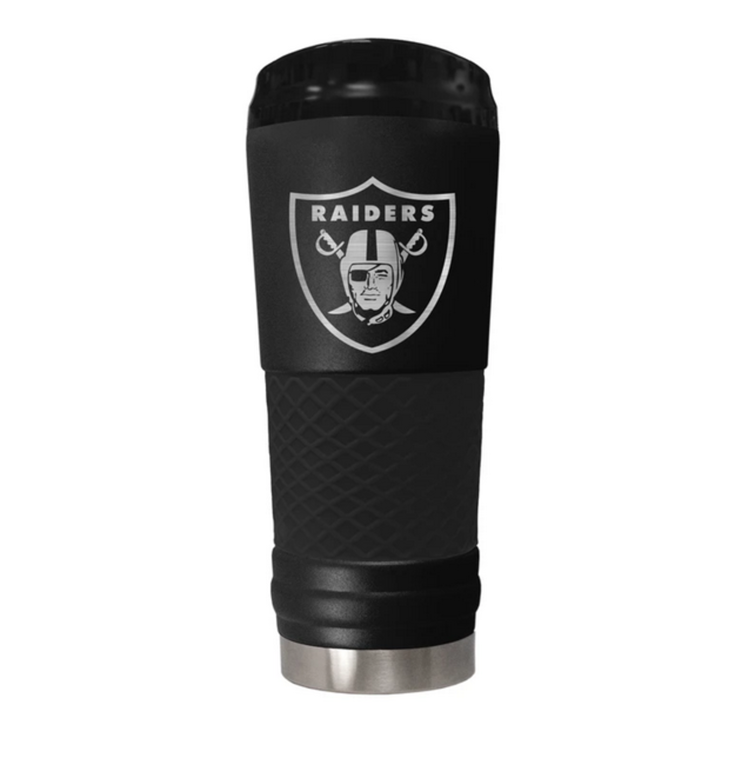 Rico Industries NFL Football Las Vegas Raiders 24oz Personalized Tumbler w/Hinged Lid - Team Colored Travel Tumbler - Keeps Drinks Cold or Hot
