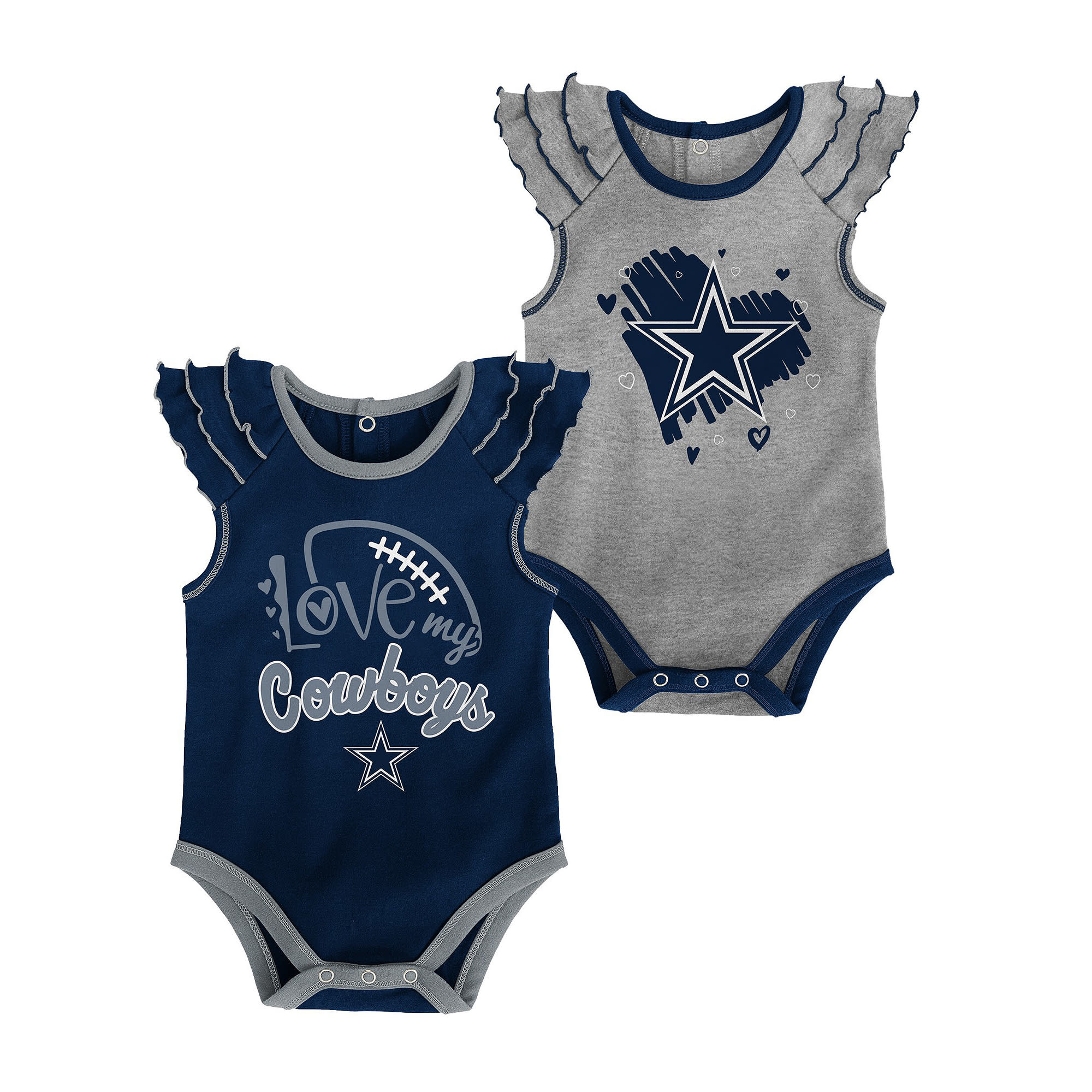 NFL Cowboys Infant Girl Touch Down 2-Pack Bodysuit Set - The