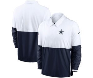 Men's Dallas Cowboys Nike White/Navy Sideline Coaches Half-Zip Short Sleeve  Jacket