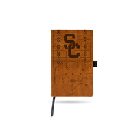 Rico Industries Laser Engraved Brown Notepad with Elastic Band - NCAA USC Trojans