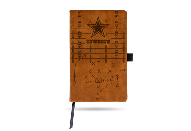 Rico Industries Laser Engraved Brown Notepad with Elastic Band - NFL Cowboys