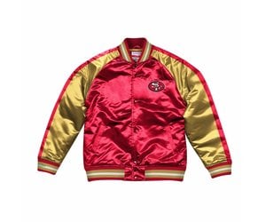 mitchell and ness 49ers gold jacket