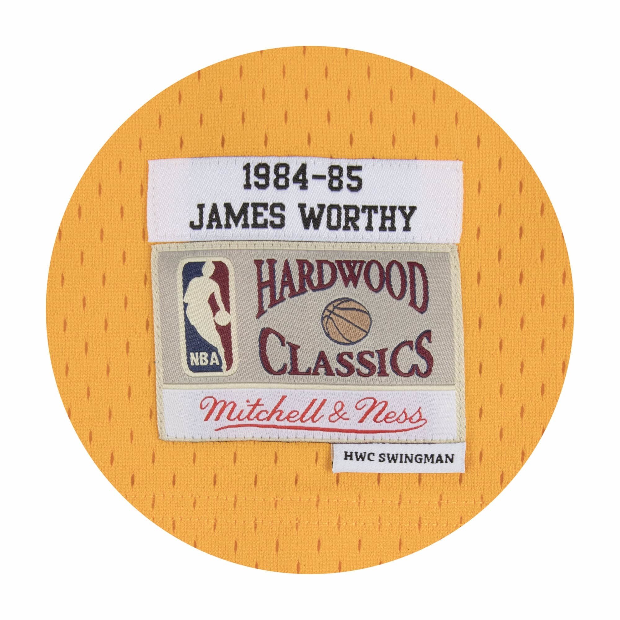 Men's Los Angeles Lakers James Worthy Mitchell & Ness Gold 1984-85 Hardwood Classics Swingman Jersey