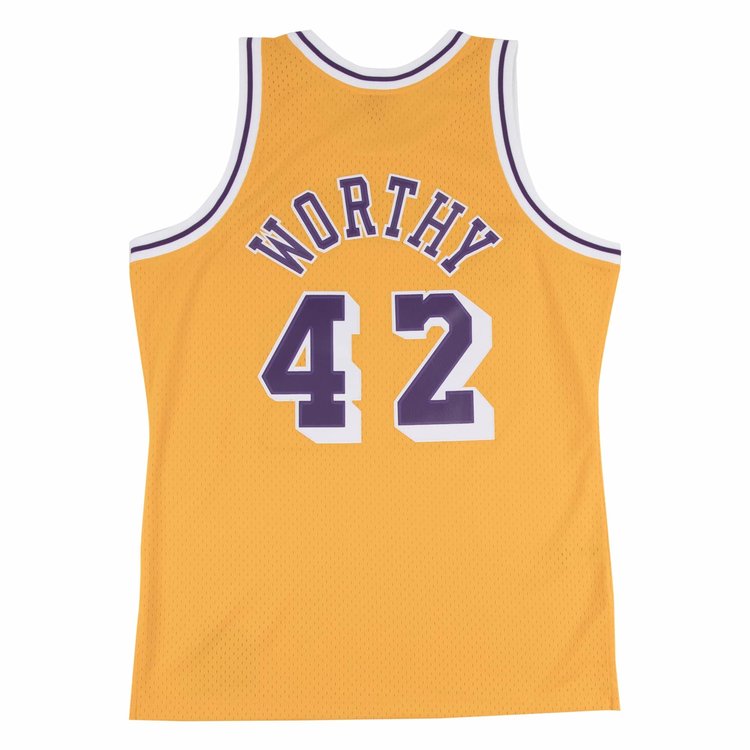 Mitchell and Ness LA Lakers Men's Mitchell & Ness 1984-85 James Worthy #42 Replica Swingman Gold