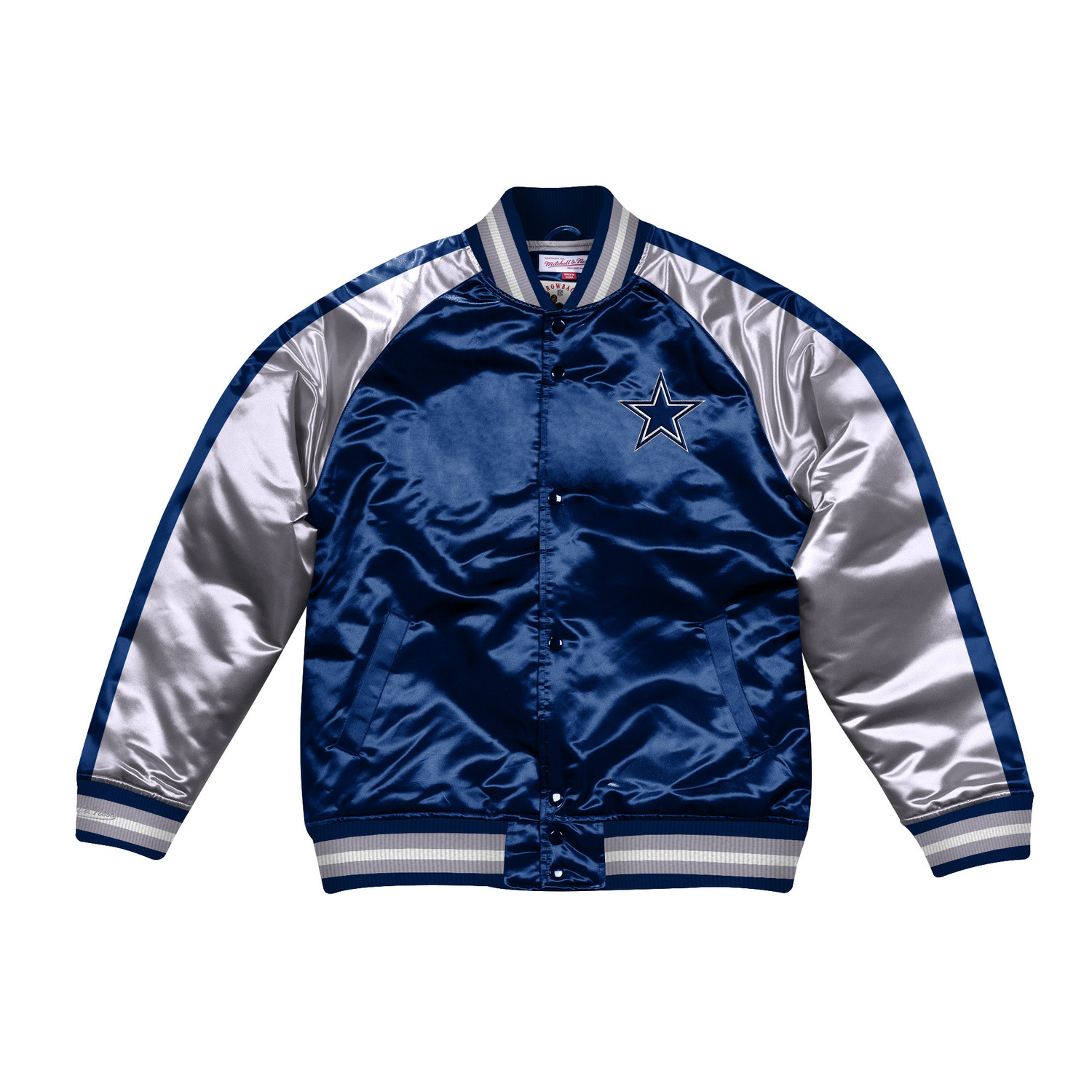 Dallas Cowboys Men's Mitchell & Ness Color Blocked Satin Button Jacket