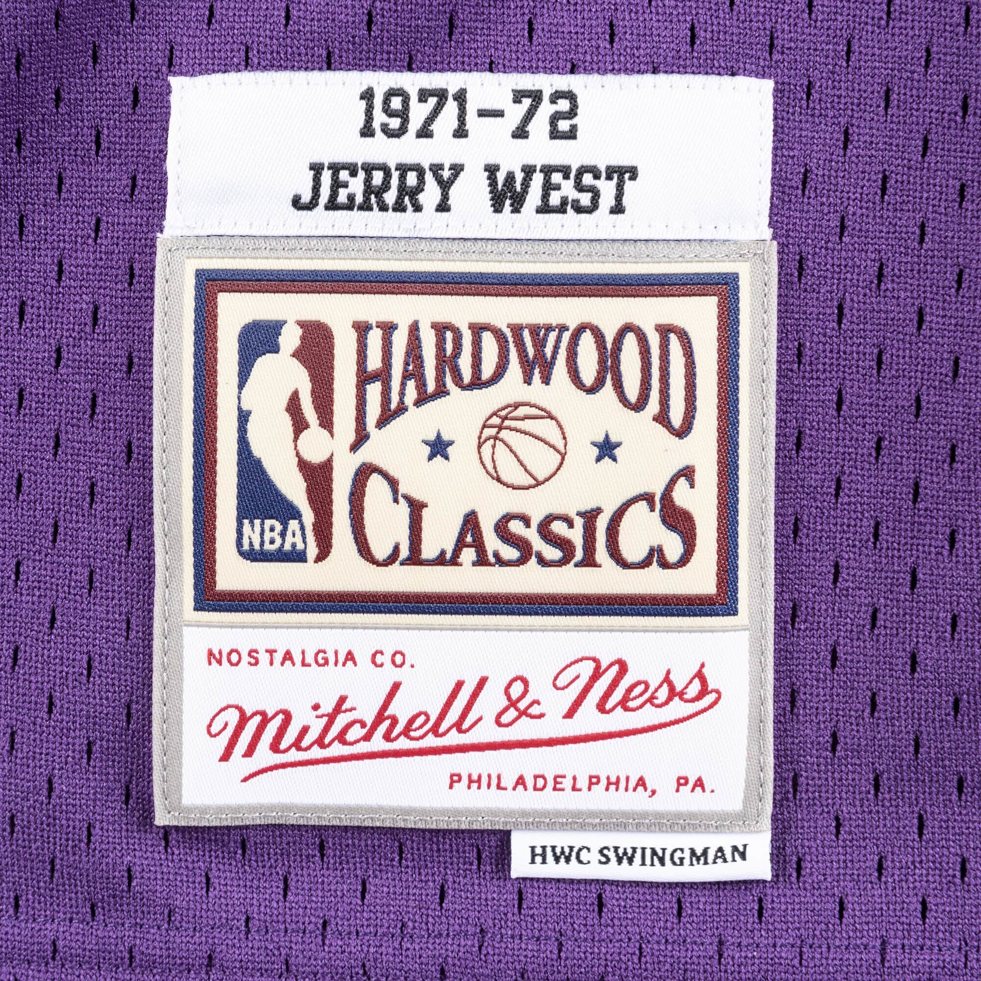 Mitchell & Ness Men's Mitchell & Ness Jerry West Purple/Gold Los Angeles Lakers  Hardwood Classics 1971-72 Split Swingman Jersey
