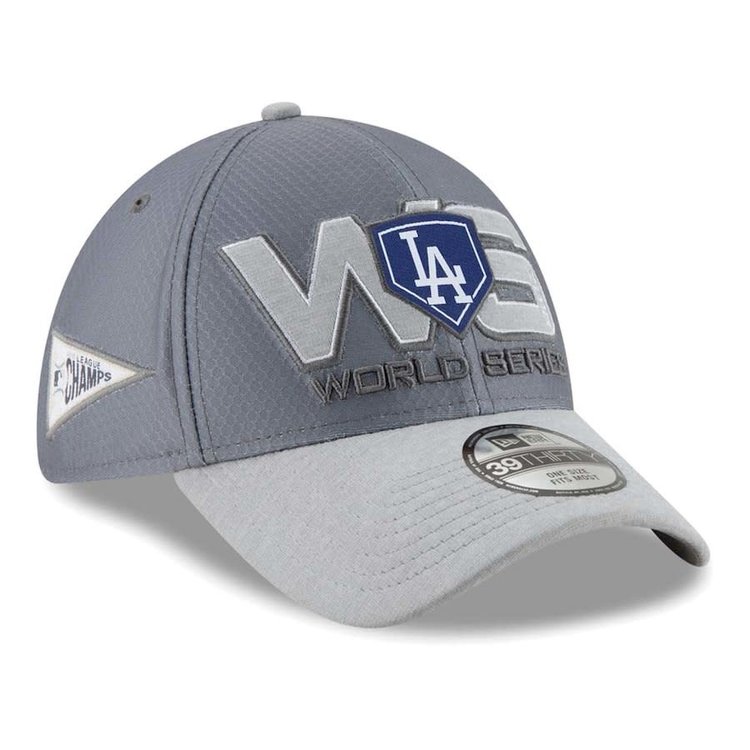 New Era Dodgers New Era Gray 2018 National League Champions Locker Room 39THIRTY Flex Hat