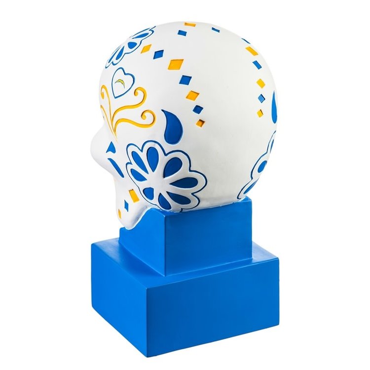 Evergreen Chargers Sugar Skull Statue White