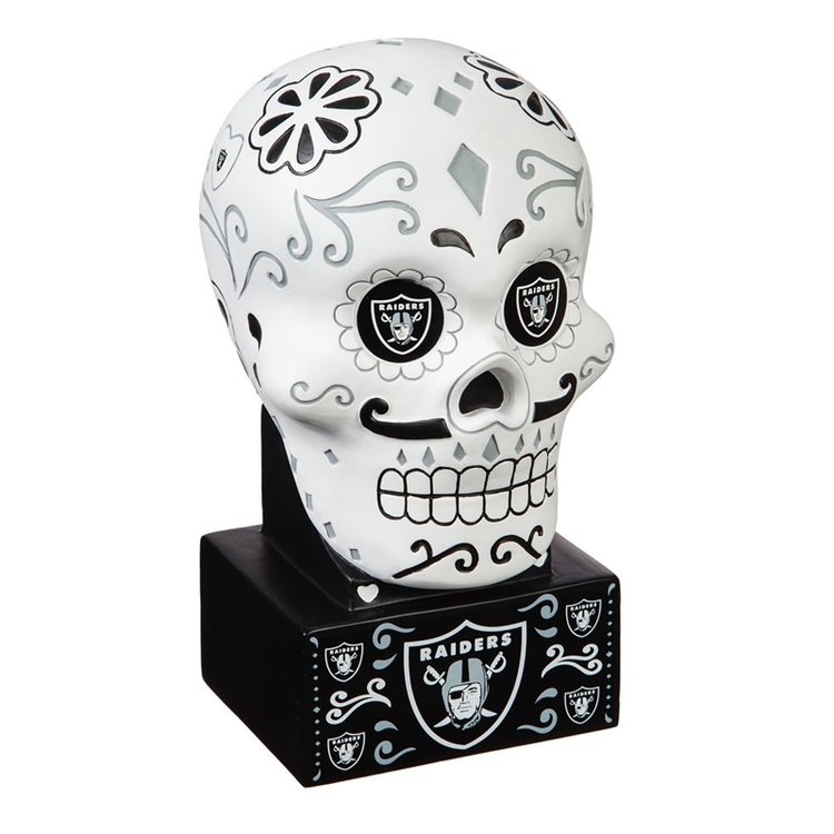 Evergreen Raiders Sugar Skull Statue White