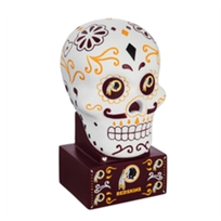 Evergreen Redskins Sugar Skull Statue White