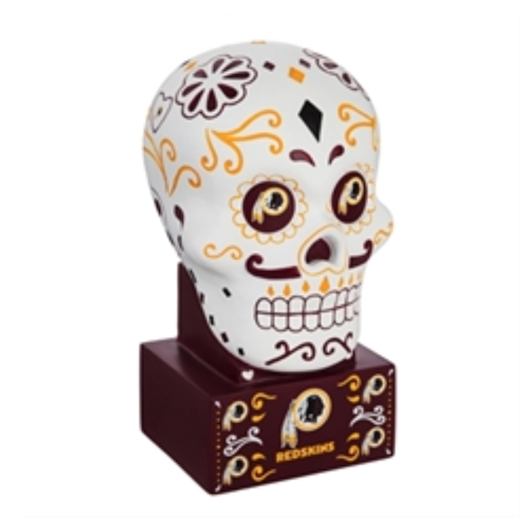 Evergreen Redskins Sugar Skull Statue White
