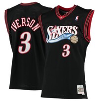 Mitchell and Ness Philadelphia 76ers Men's Mitchell & Ness 2000-2001 Allen Iverson #3 Replica Swingman Jersey Black