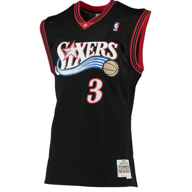 Mitchell and Ness Philadelphia 76ers Men's Mitchell & Ness 2000-2001 Allen Iverson #3 Replica Swingman Jersey Black