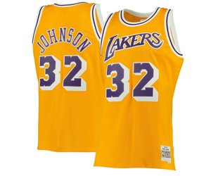 LA Lakers Men's Mitchell & Ness 1984-85 Magic Johnson #32 Swingman Jersey  Purple - The Locker Room of Downey