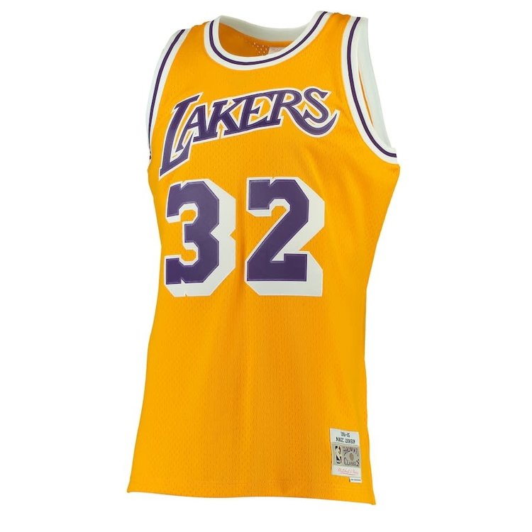 Mitchell and Ness LA Lakers Men's Mitchell & Ness 1984-85 Magic Johnson #32 Swingman Jersey Gold
