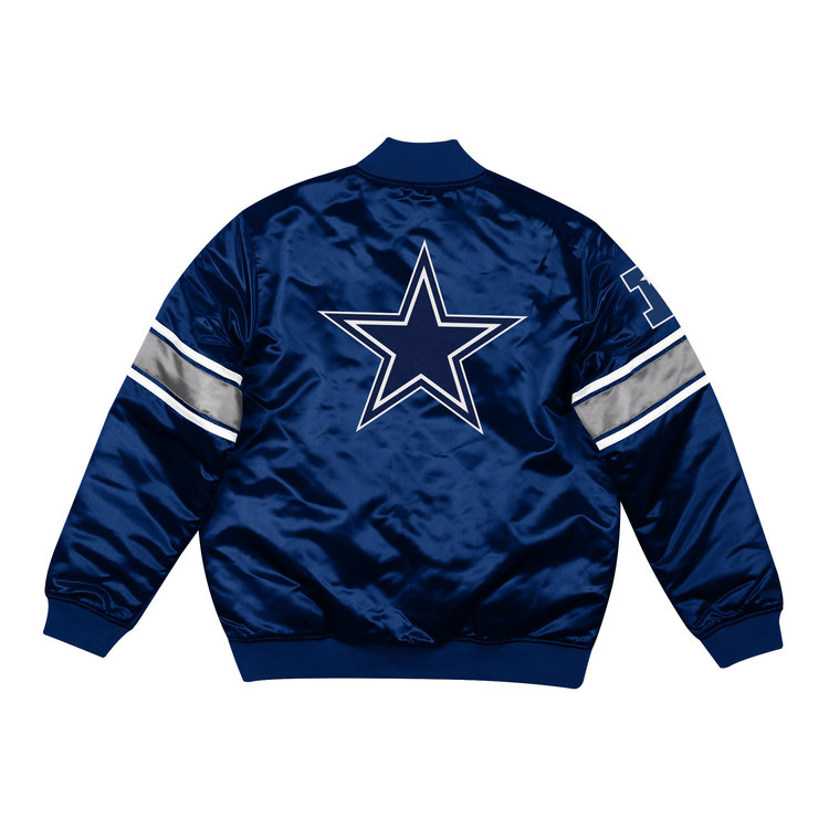 Mitchell and Ness Cowboys M Mitchell & Ness Heavyweight Satin F/Z Jacket Navy w/Stripes