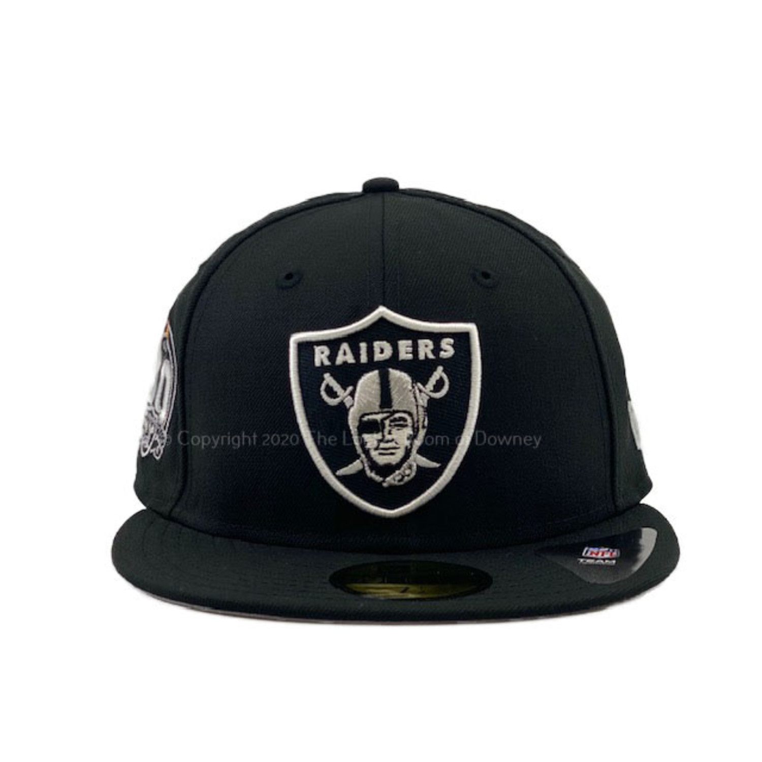 Raiders Fitted New Era 59Fifty 60th Anniversary Patch Black Grey