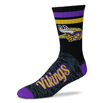 For Bare Feet Sportswear NFL Men's Black Script Socks Vikings Large