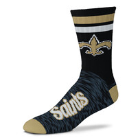 For Bare Feet Sportswear NFL Men's Black Script Socks Saints Large