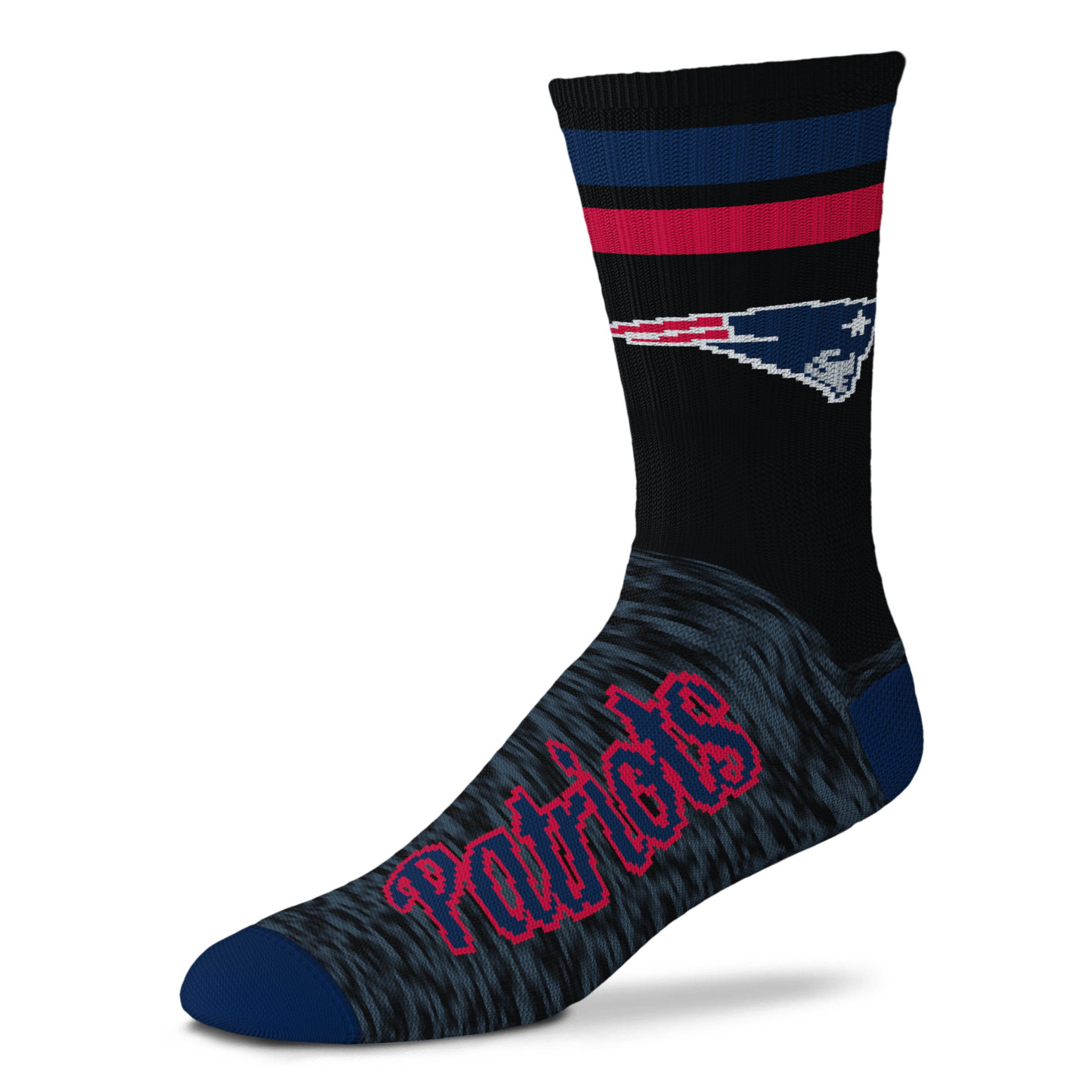 NFL Men's Black Script Socks Patriots Large The Locker Room of Downey