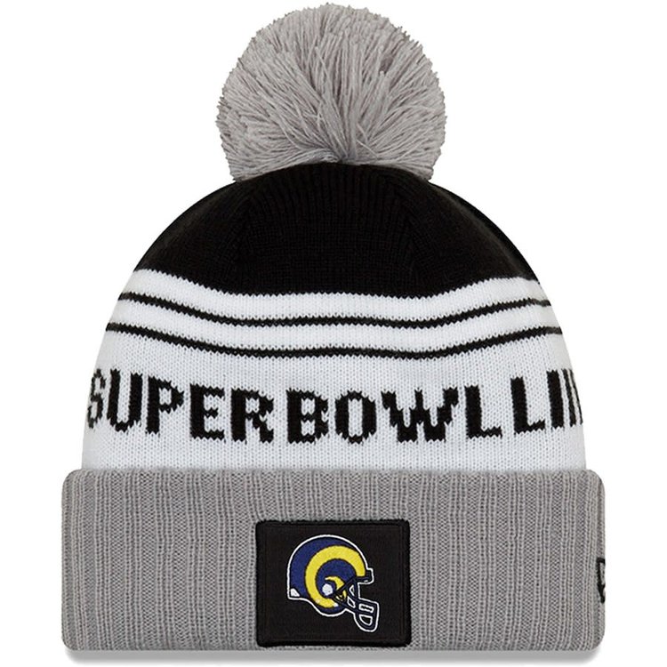 New Era Rams New Era White/Gray Super Bowl LIII Bound Striped Knit Hat