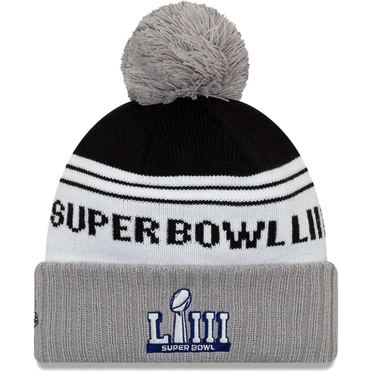New Era Rams New Era White/Gray Super Bowl LIII Bound Striped Knit Hat