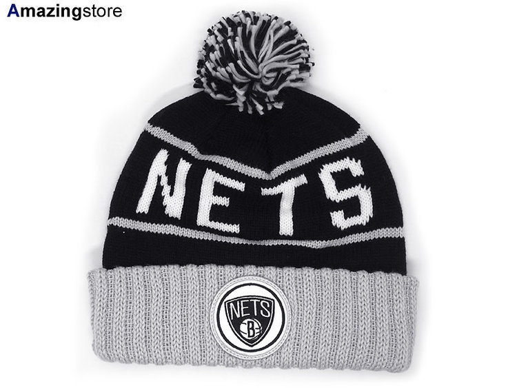 Mitchell and Ness Brooklyn Nets M&N KJ58Z MTC Cuffed Knit Blk/Gray