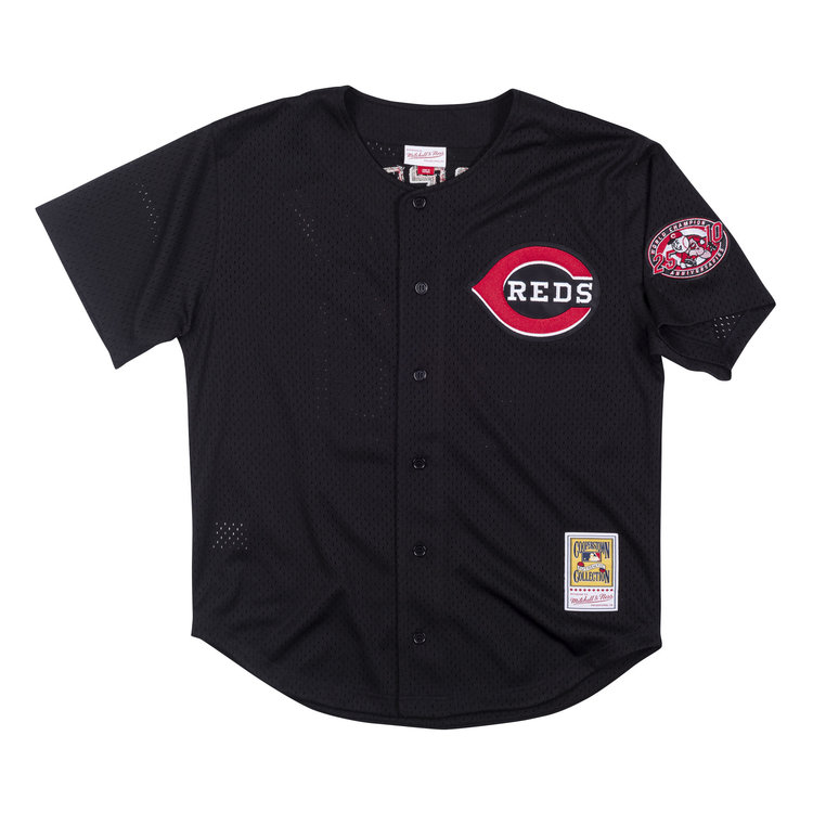 Mitchell and Ness MLB Cincinnati Reds Men's Mitchell and Ness 2000 Authentic Mesh BP Ken Griffey Jr. #30 Jersey Black