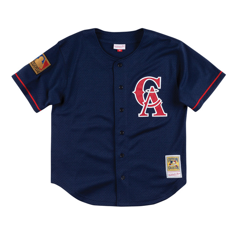 Mitchell and Ness MLB California Angels Men's Mitchell and Ness 1994 Authentic Mesh BP Bo Jackson #22 Jersey Navy